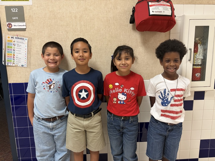 students dressed in patriotic colors