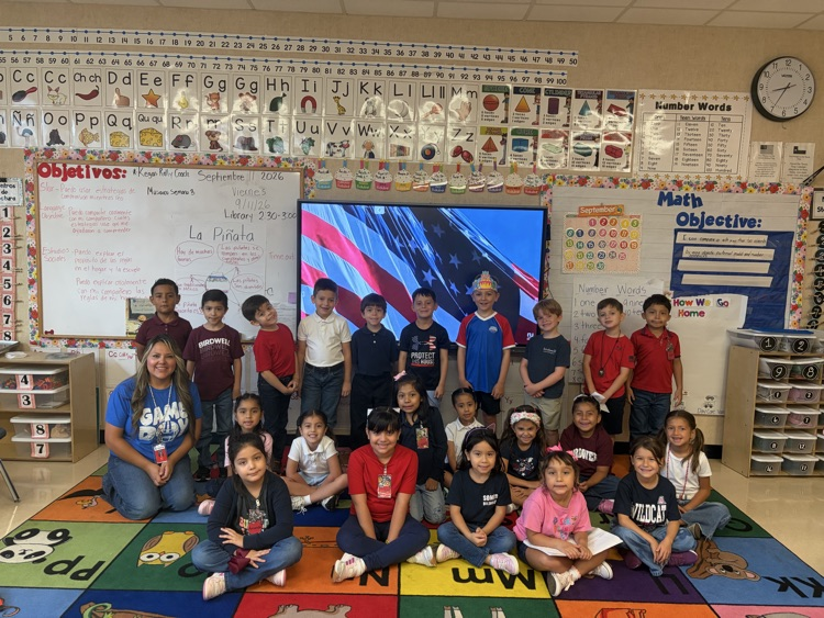 class dressed in patriotic colors