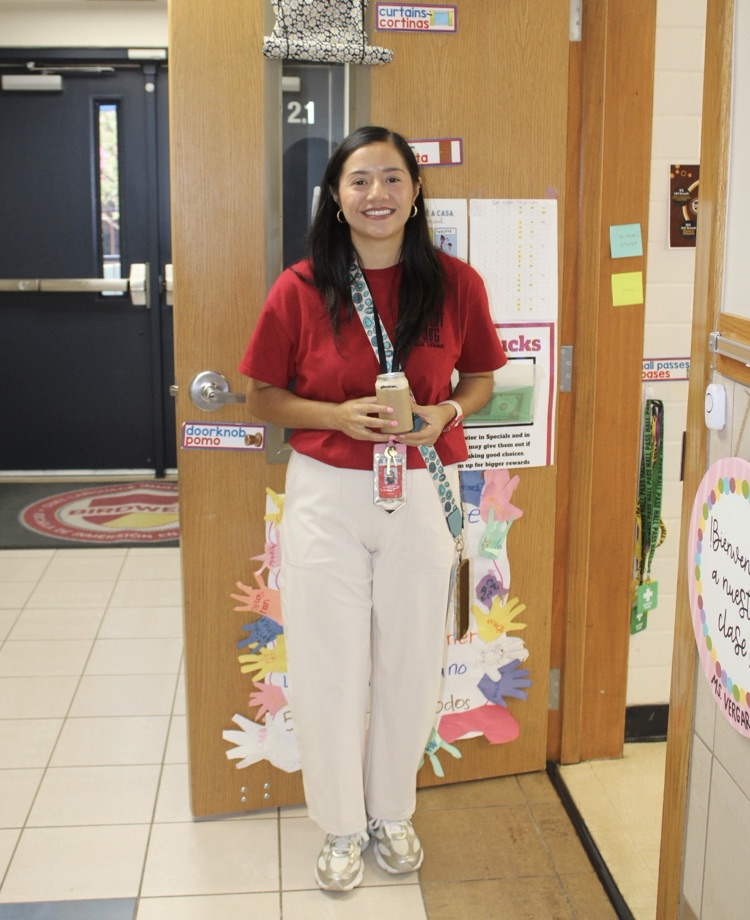 teacher in patriotic colors 