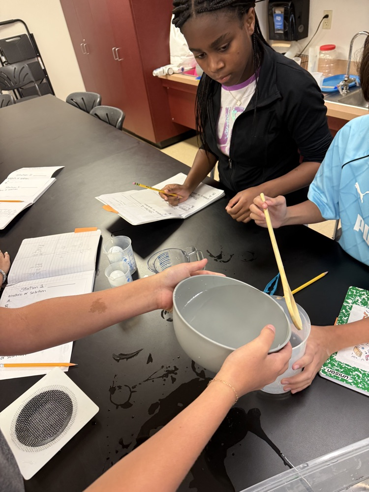 students working in the science lab