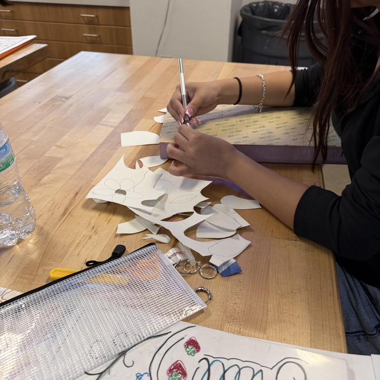 students working on art project
