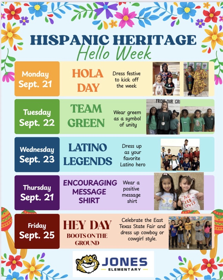 Hispanic Heritage Hello Week spirit days. 