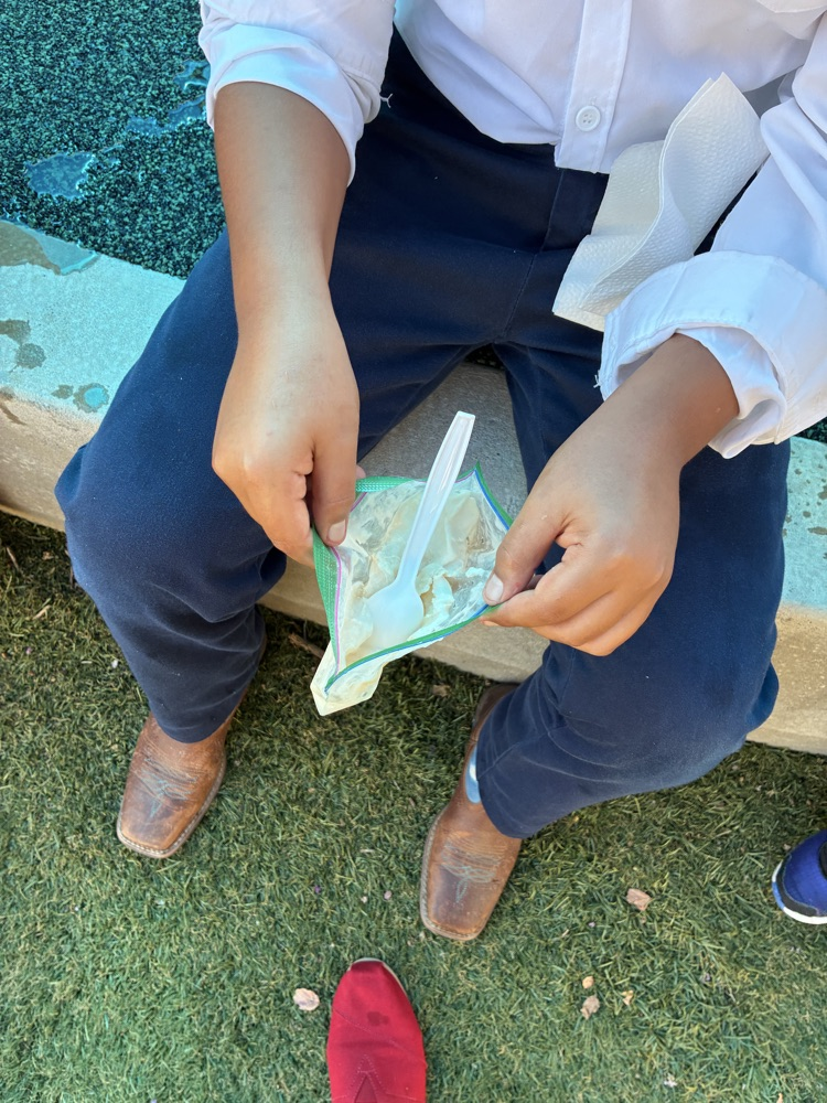 student with homemade ice cream