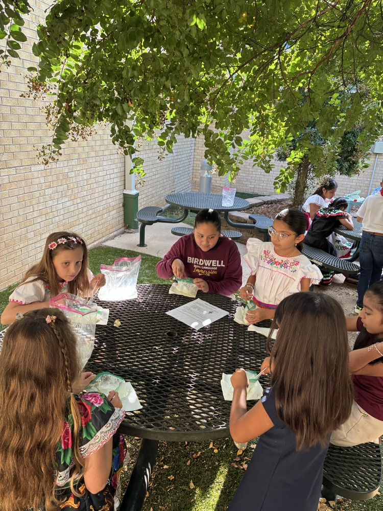 students at table
