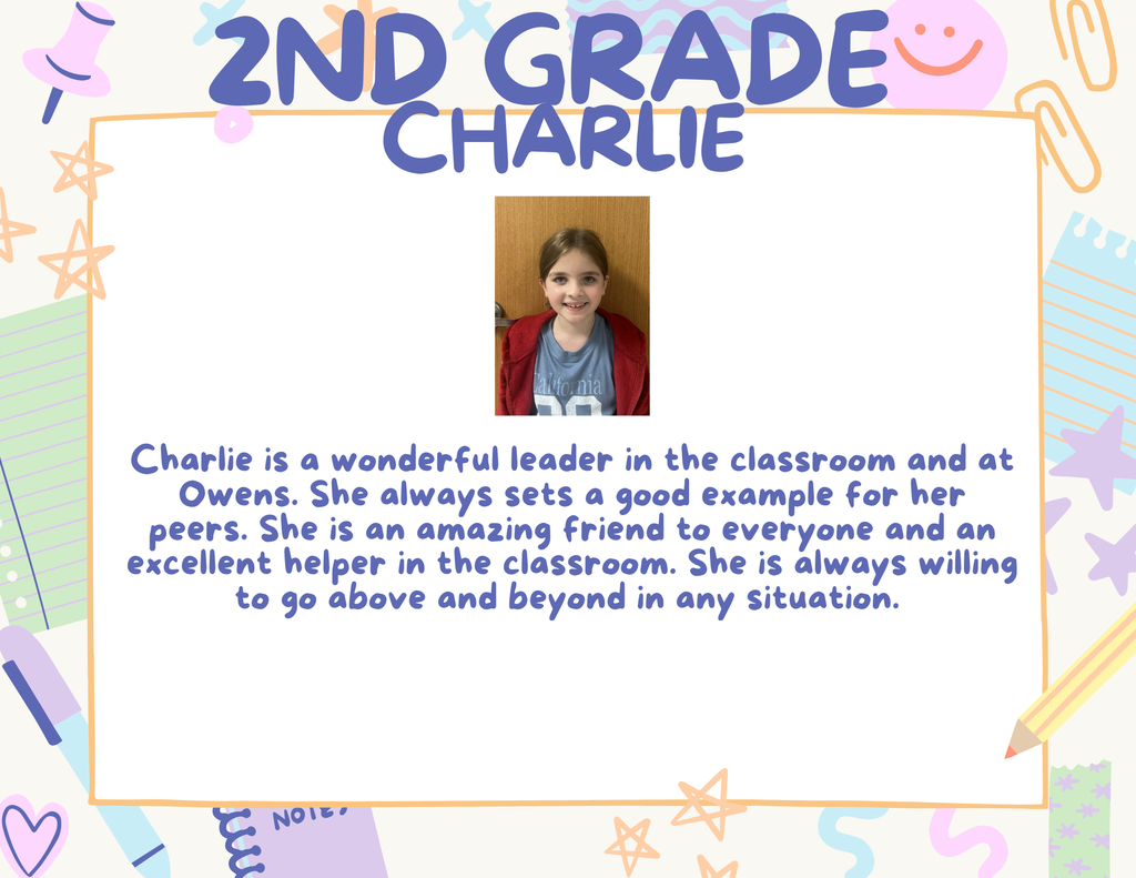 2nd Grade Student of the Month, Charlie