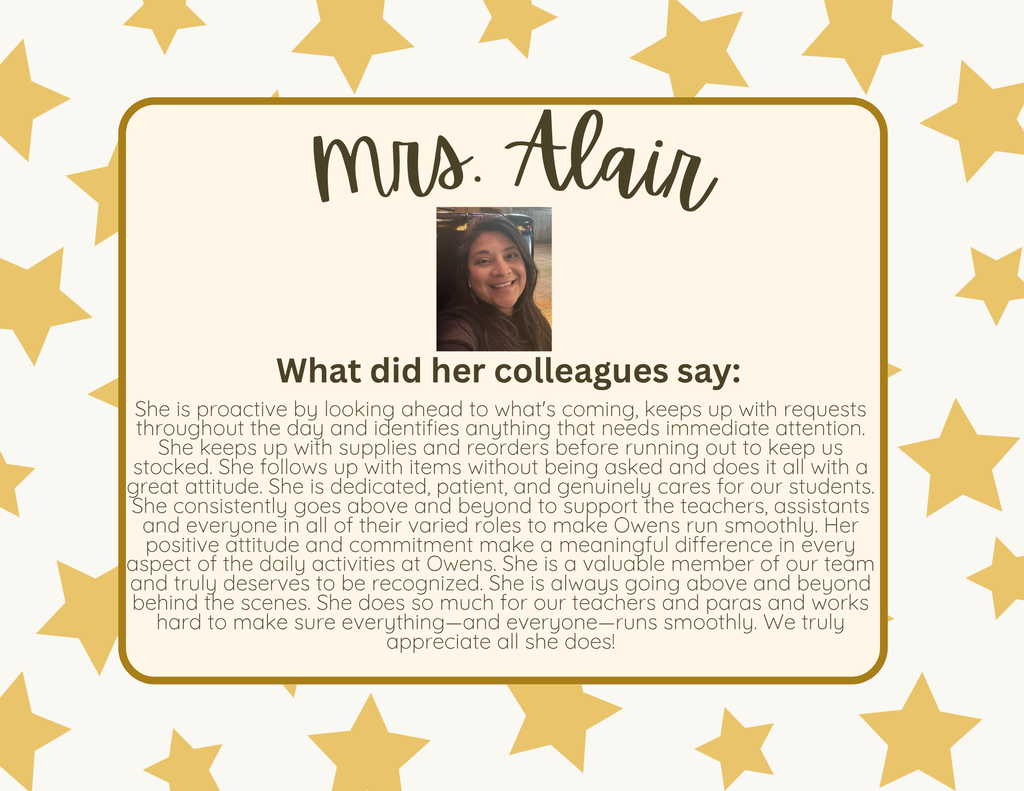 Para of the Month, Mrs. Alair