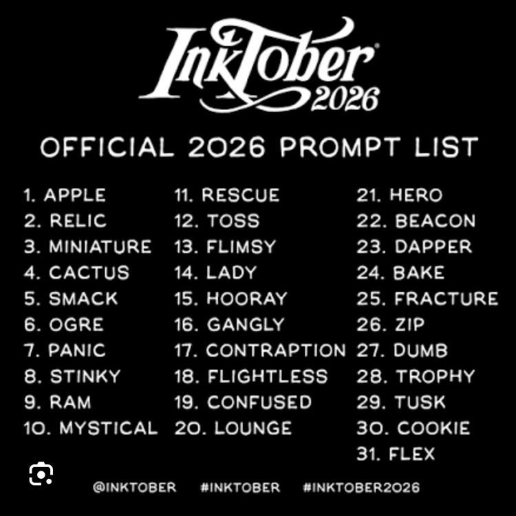 inktober list of the prompts