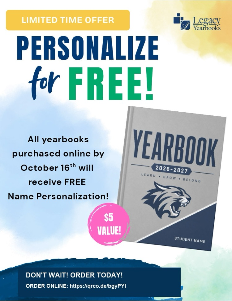 Free personalization on your yearbook if you place an order now!