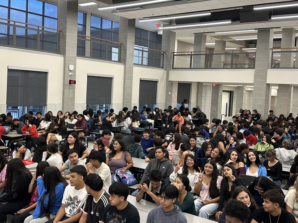 large group of students in cafeteria