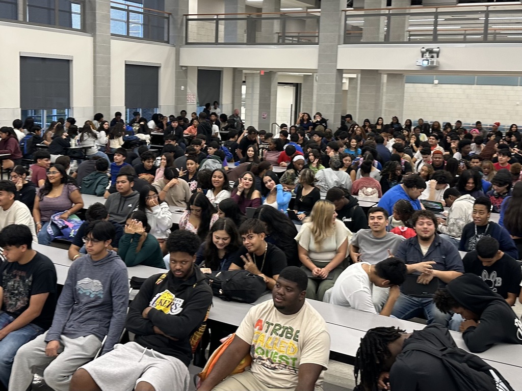 large group of students in the cafeteria