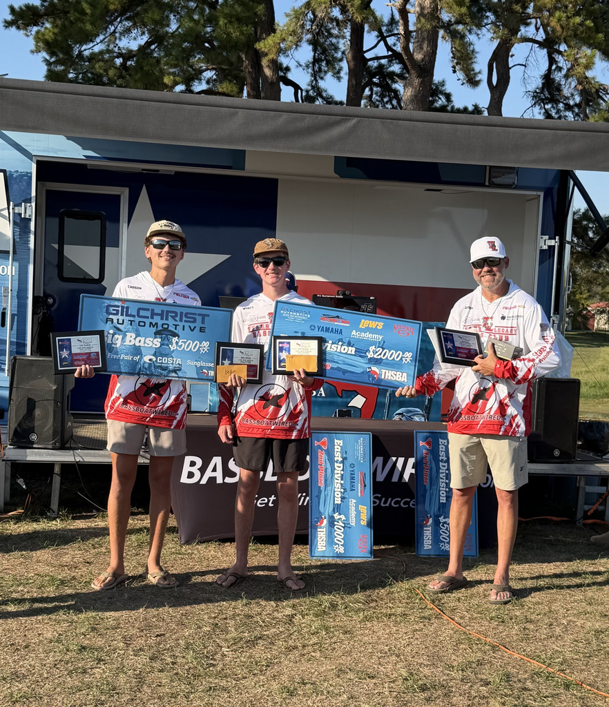 bass team members with their trophies