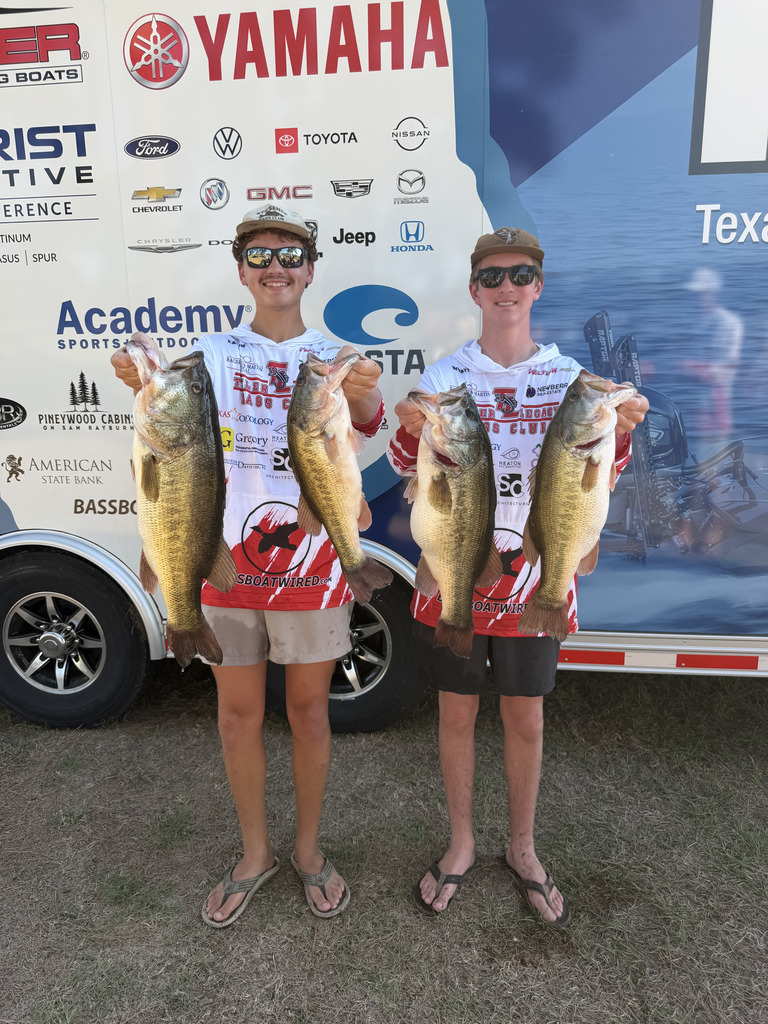 bass team members with their trophies