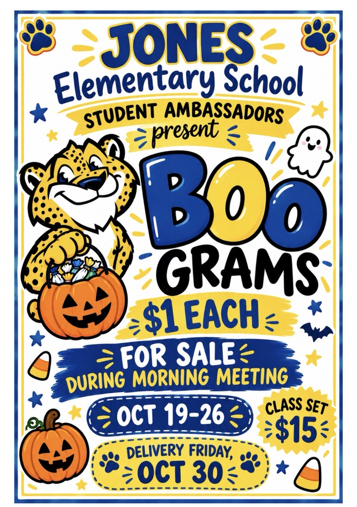 Boo Grams for sale Oct. 19-26. $1 each. Delivery Oct. 31