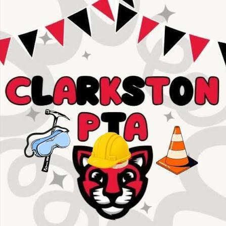 Colorful graphic with red, black, and white decorations. Logo features a tiger head, hard hat, pickaxe, and traffic cone.