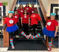 Teachers dress up in a book character's
