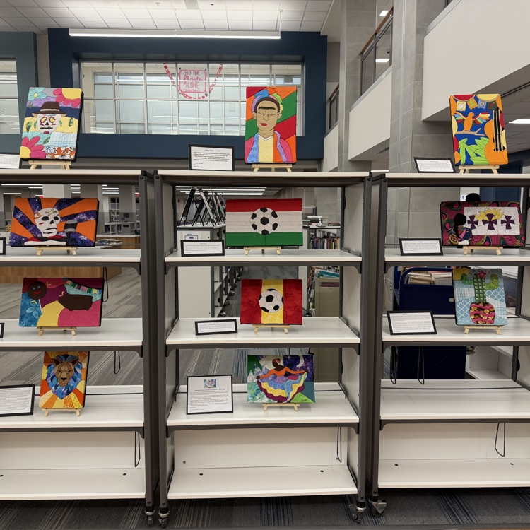 art work on shelves