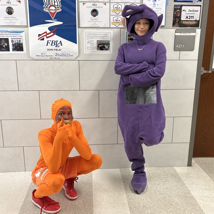 students dressed a Lorax and teletubby