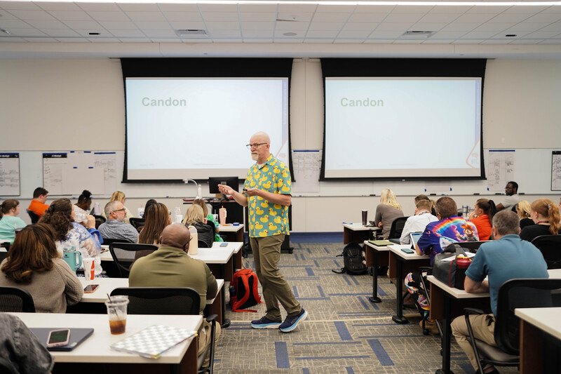 presenter addresses Math Symposium