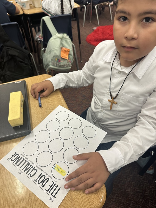 students drawing in Dot Day