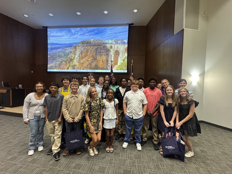 group of middle school kids in courtroom