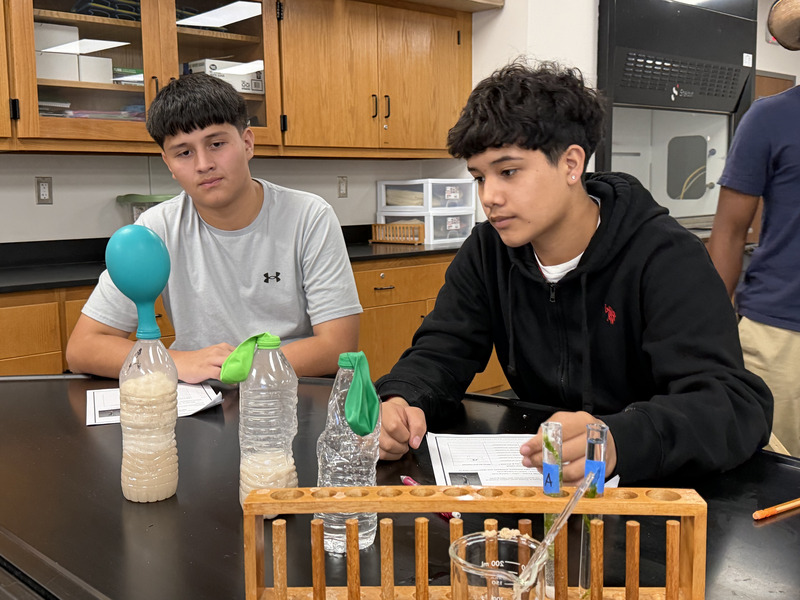 students in science class