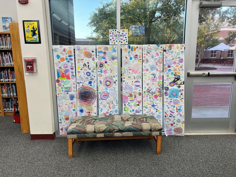 Display of the dots created in the library for Dot Day.