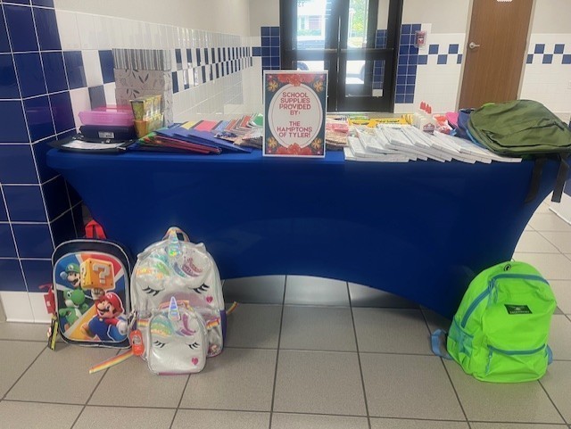 school supplies on a table