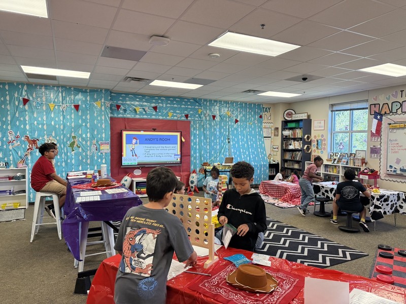 classroom transformed into andy's room from toy story