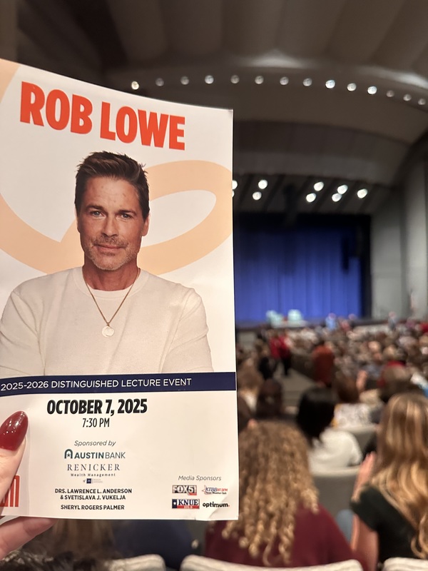 ticket with Rob Lowe on it for speaking engagement