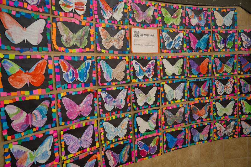 bright colored artwork hanging on wall