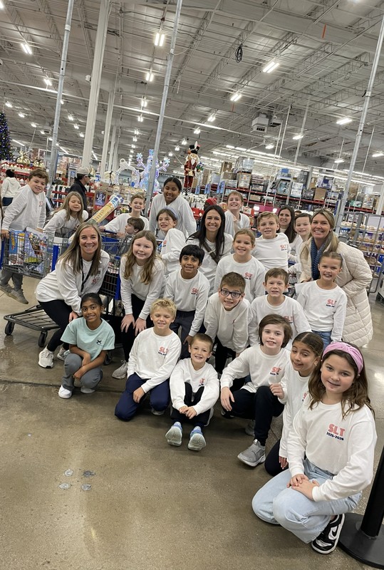 group of elementary kids in a store