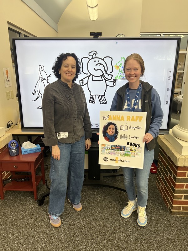 Anna Raff with Jack librarian Ashley Hefley