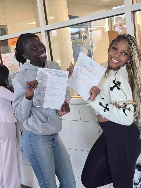 Students working in hallway