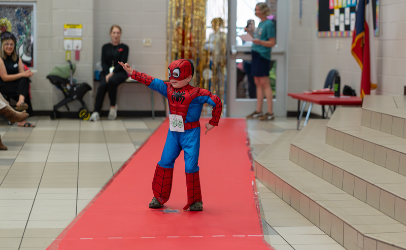 young boy dressed as spiderman