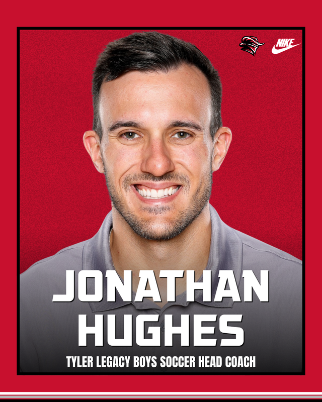 man smiling into camera. Jonathan Hughes, Tyler Legacy Boys Soccer Head Coach