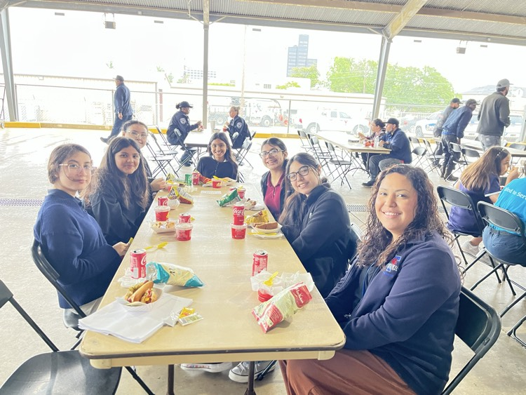 students at table