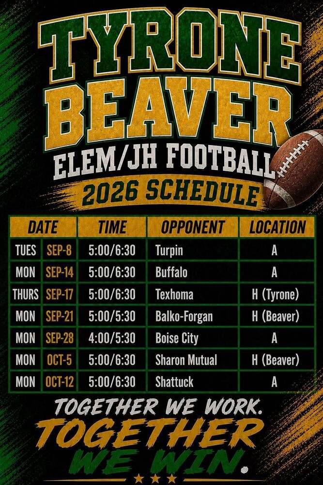 Tyrone & Beaver GS & JH Football Schedule