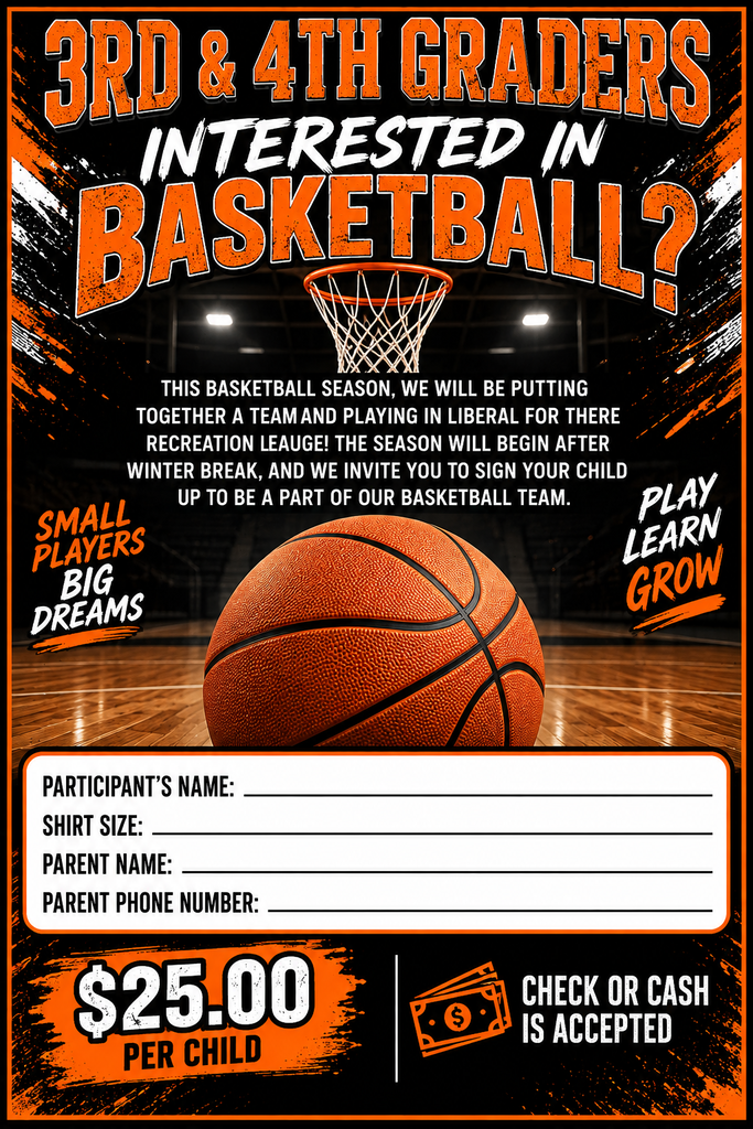 3rd & 4th Grade Rec Center Basketball Sign Ups