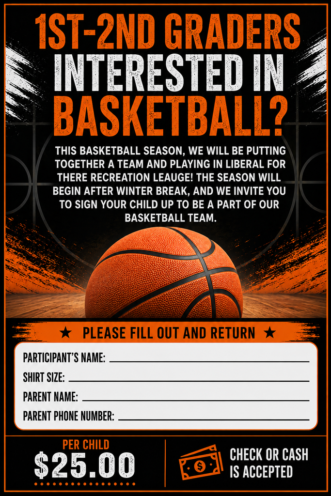 1st & 2nd Grade Rec Center Basketball Sign Ups