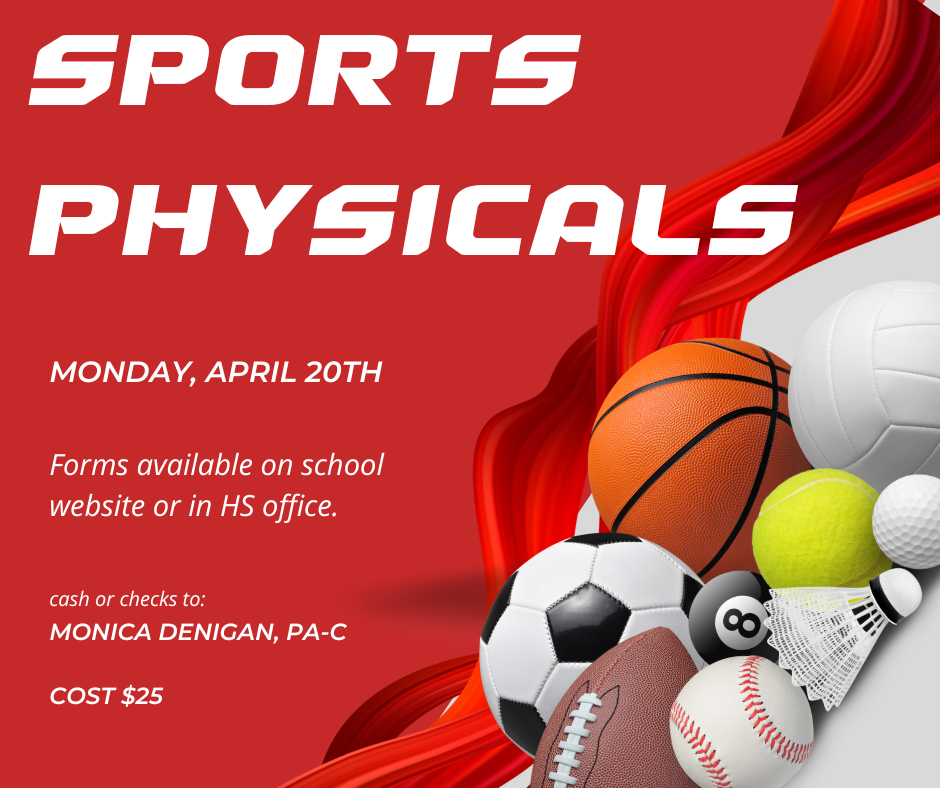 Sports Physicals April 20th, 2026