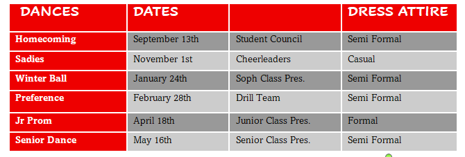Dance Dates 2025-26