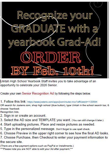 Grad Ad Deadline Feb 10, 2026