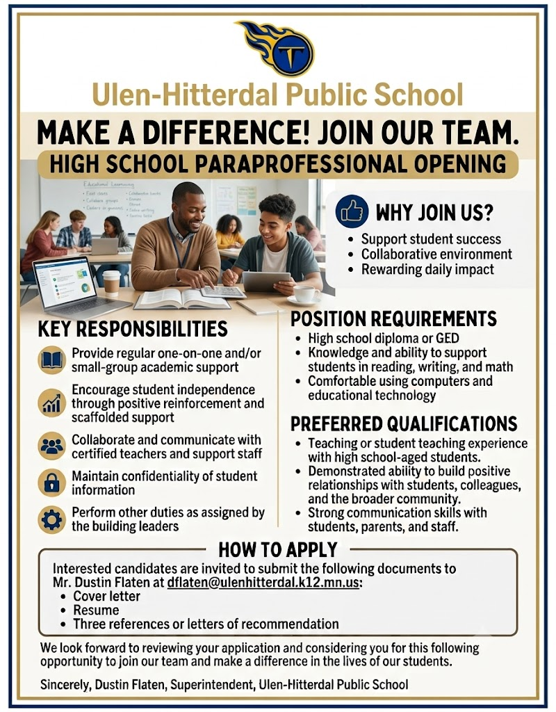 Now hiring - High School Paraprofessional!
