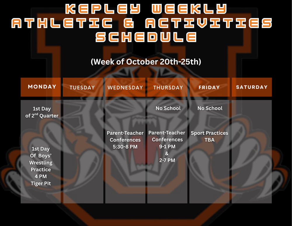 KMS Weekly Athletic & Activity Calendar