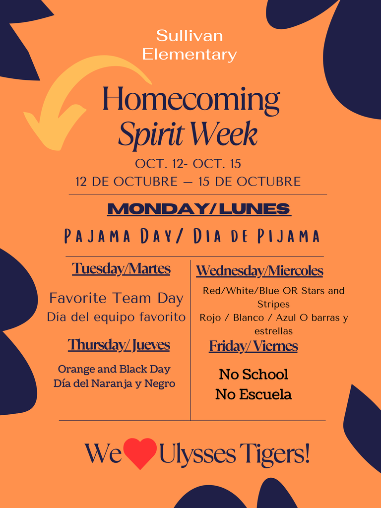 Homecoming Spirit Week Days- Sullivan Elementary