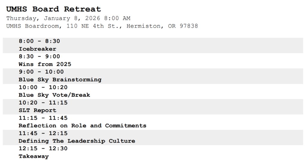 UMHS Board Retreat
