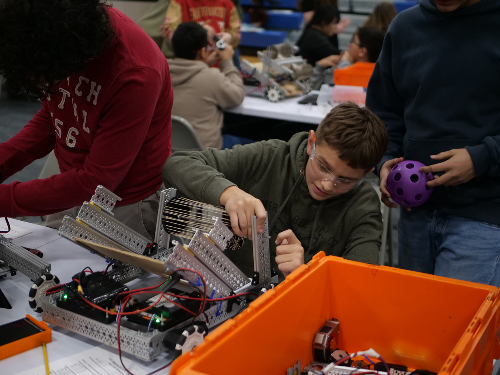 Photo provided by Umatilla High School Robotics team. Middle School students working on their robot on Umatilla Tournament on January 24, 2026.
