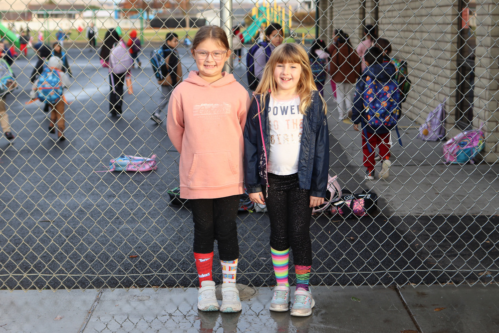 Students wearing crazy socks