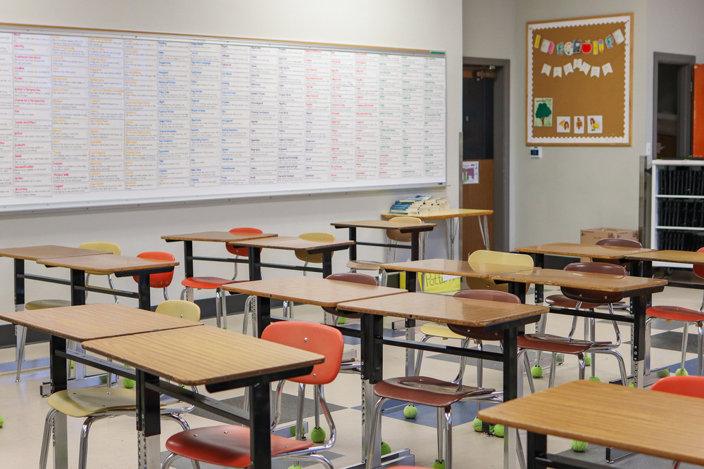 Mrs. Pottorff's classroom with old desks