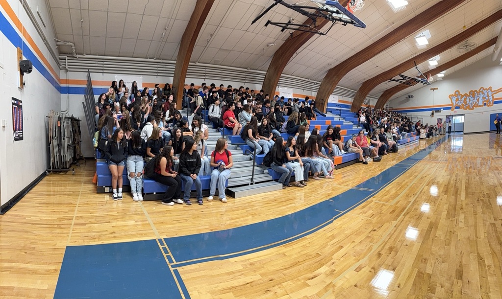 Photo of students sitting in bleachers